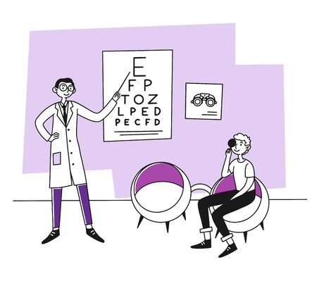 Patient visiting ophthalmologistの写真素材