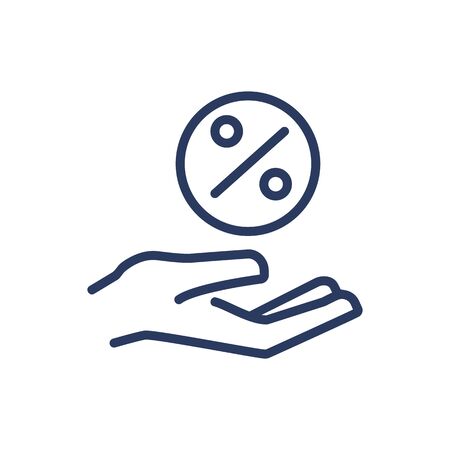 Hand holding percentage thin line iconのイラスト素材