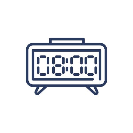 Digital clock thin line icon. Electronic device, morning, alarm clock isolated outline sign. Time management or planning concept. Vector illustration symbol element for web design and appsのイラスト素材