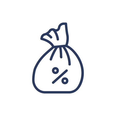 Bag with percentage thin line icon. Savings, banking, benefit isolated outline sign. Bank deposit and investment concept. Vector illustration symbol element for web design and appsのイラスト素材