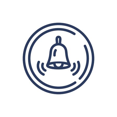 Ringing bell thin line icon. Alarm clock, notification, reminder, jingle isolated outline sign. Time management or planning concept. Vector illustration symbol element for web design and appsのイラスト素材