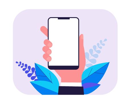 Phone in hand flat vector illustrationのイラスト素材