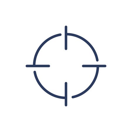 Optical focus on aim thin line icon. Goal, target, crosshair isolated outline sign. Purpose, accuracy, marketing concept. Vector illustration symbol element for web design and appsのイラスト素材