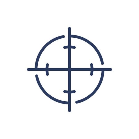 Optical focus thin line icon. Circular crosshair, firearm, aiming, game isolated outline sign. Target, accuracy, focus concept. Vector illustration symbol element for web design and appsのイラスト素材