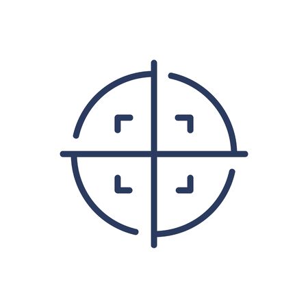 Optical aiming thin line icon. Target, goal, hitting, opportunity isolated outline sign. Game, accuracy, focus concept. Vector illustration symbol element for web design and appsのイラスト素材