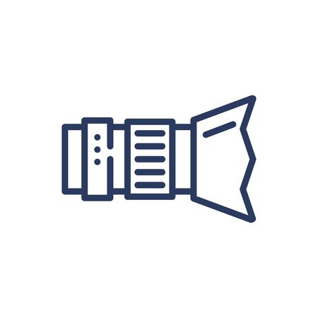 Optic lens thin line icon. Focal objective for dslr camera, hood isolated outline sign. Photography, technology, equipment concept. Vector illustration symbol element for web design and appsのイラスト素材