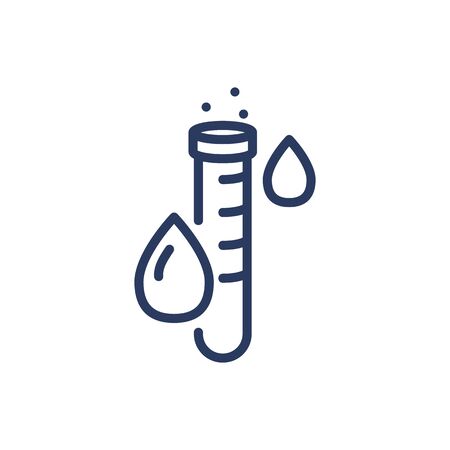 Water test thin line icon. Drops, tube, quality isolated outline sign. Fresh water for drink, aqua, healthcare concept. Vector illustration symbol element for web design and appsのイラスト素材
