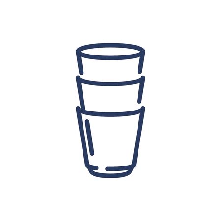Glasses for water thin line icon. Stack, dish, drinking isolated outline sign. Fresh water, aqua, healthcare concept. Vector illustration symbol element for web design and appsのイラスト素材