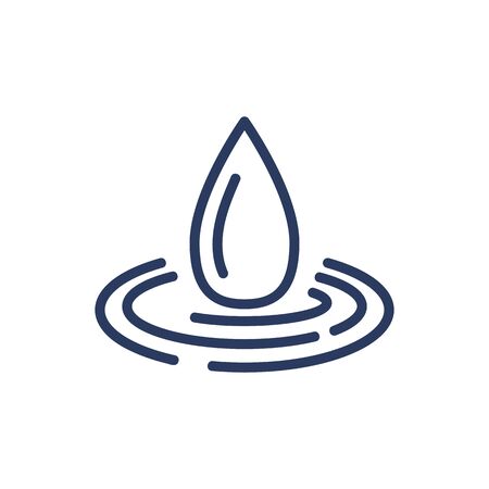 Raindrop thin line icon. Rain, dripping, falling, ripple isolated outline sign. Fresh water, nature, aqua, weather concept. Vector illustration symbol element for web design and appsのイラスト素材