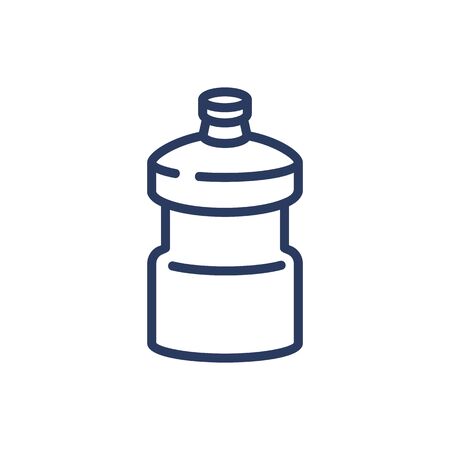 Plastic bottle for water thin line icon. Container, cooler, flask isolated outline sign. Fresh water, aqua, environment concept. Vector illustration symbol element for web design and appsのイラスト素材