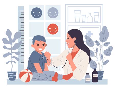 Pediatrician examining little patientの写真素材