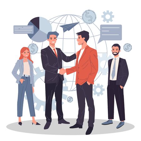 Global business partnership flat illustrationの写真素材