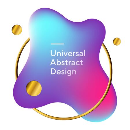 Abstract vibrant fluid flow shapes. Geometric graphic element in circle. Dynamical, wavy form. Gradient blue, pink, purple color. Template for logo, flyer, presentation.の写真素材