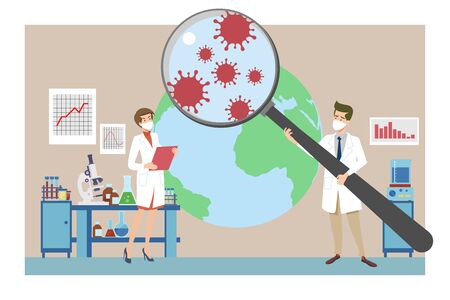 Coronavirus research, pandemic, epidemiology conceptのイラスト素材