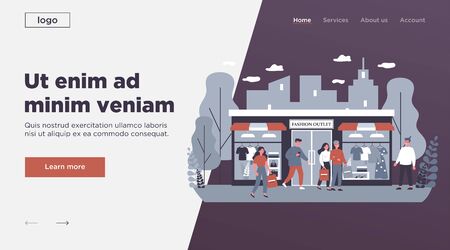 Consumers shopping in apparel boutique flat vector illustrationのイラスト素材