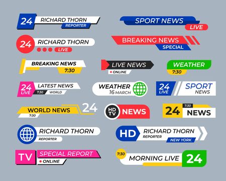 Broadcasting screen bars flat headers collectionのイラスト素材