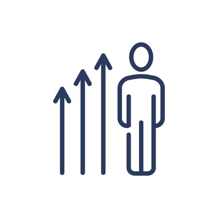 Employee growing in position thin line iconのイラスト素材