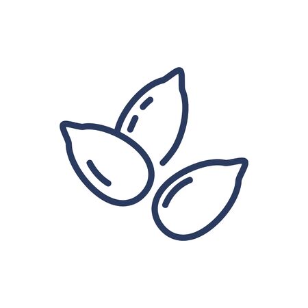 Sunflower seeds thin line icon. Oil, nutrition, food isolated outline sign. Products and allergens concept. Vector illustration symbol element for web design and appsのイラスト素材