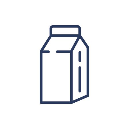 Milk thin line icon. Carton box, package, disposal pack isolated outline sign. Diary product, farming, organic food concept. Vector illustration symbol element for web design and appsのイラスト素材