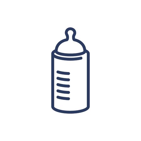 Baby bottle thin line icon. Child feeding, nutrition, infant formula isolated outline sign. Diary product, organic food, grocery store concept. Vector illustration symbol element for web designのイラスト素材