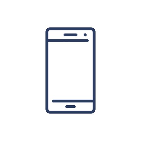 Smartphone thin line icon. Mobile phone, cellphone, display, screen isolated outline sign. Communication, online service, digital device concept. Vector illustration symbol element for web designのイラスト素材