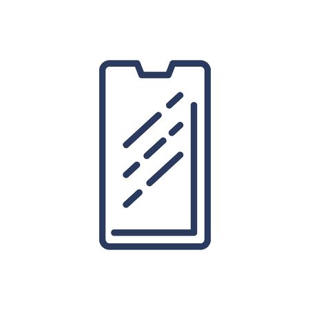 Cracked smartphone screen thin line icon. Part, protective glass, display isolated outline sign. Phone repair, service, breakdown concept. Vector illustration symbol element for web design and appsのイラスト素材