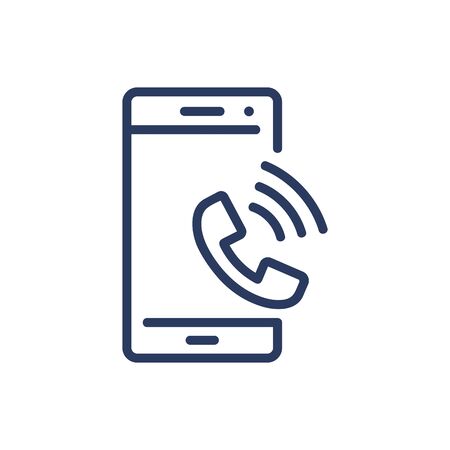 Incoming call thin line icon. Smartphone, mobile phone, telephone, ring isolated outline sign. Communication, online service concept. Vector illustration symbol element for web design and appsのイラスト素材