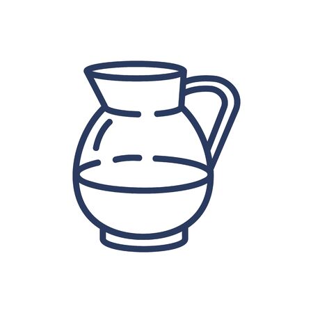 Jug of milk thin line icon. Glass pitcher, jar, drink isolated outline sign. Diary product, farming, organic food concept. Vector illustration symbol element for web design and appsのイラスト素材