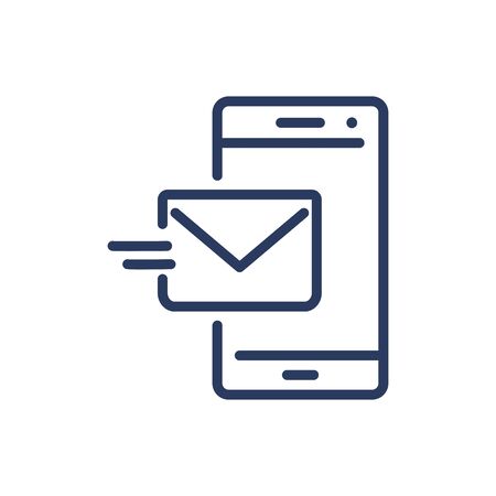 New message thin line icon. Smartphone, receiving letter, envelope isolated outline sign. Communication, messenger, email concept. Vector illustration symbol element for web design and appsのイラスト素材