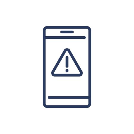 Error notification screen thin line icon. Smartphone, problem message, warning isolated outline sign. Phone repair, service concept. Vector illustration symbol element for web design and appsのイラスト素材