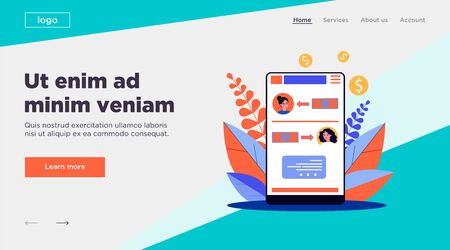 Salary payment online app. Application interface, money, employee, freelancers flat vector illustration. Finance, transaction concept for banner, website design or landing web pageのイラスト素材