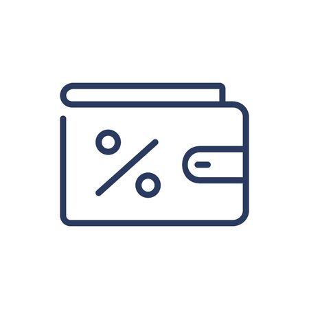 Percentage profit thin line icon. Wallet, budget, income isolated outline sign. Bank deposit and investment concept. Vector illustration symbol element for web design and appsのイラスト素材
