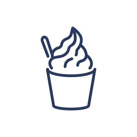 Ice cream in paper bowl thin line iconのイラスト素材