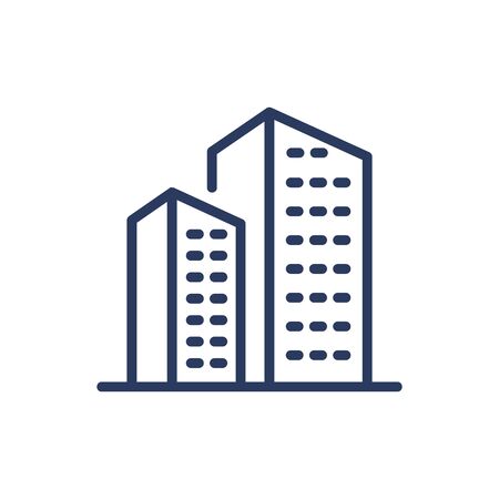 Residential houses thin line icon. Construction, condo, work isolated outline sign. Buildings and urban architecture concept. Vector illustration symbol element for web design and appsのイラスト素材