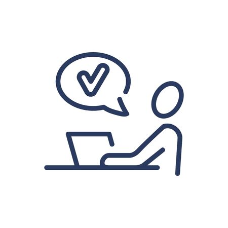 Speech bubble and office employee thin line iconのイラスト素材
