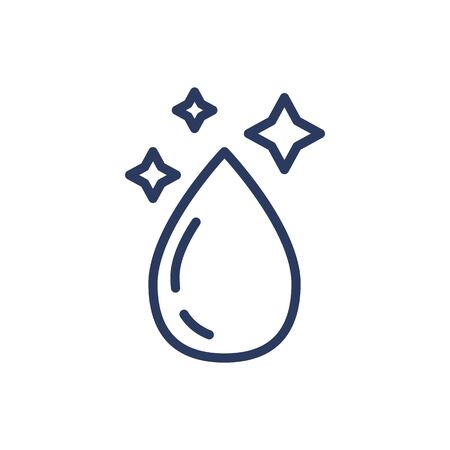 Pure water thin line icon. Drop, shining droplet, sparkle isolated outline sign. Fresh water for drink, aqua, quality concept. Vector illustration symbol element for web design and appsのイラスト素材