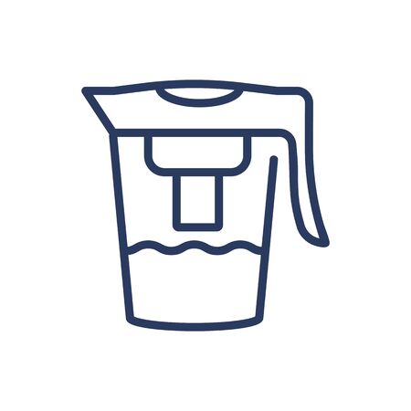 Water filter thin line icon. Pitcher, jug, filtration, purifying isolated outline sign. Fresh water for drink, aqua, healthcare concept. Vector illustration symbol element for web design and appsのイラスト素材