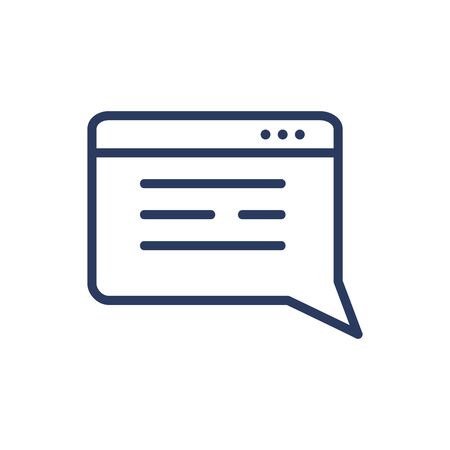 Chat message thin line icon. Speech bubble, browser, notification isolated outline sign. Communication, internet, network concept. Vector illustration symbol element for web design and appsのイラスト素材