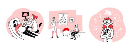 Patients visiting doctor office setの写真素材