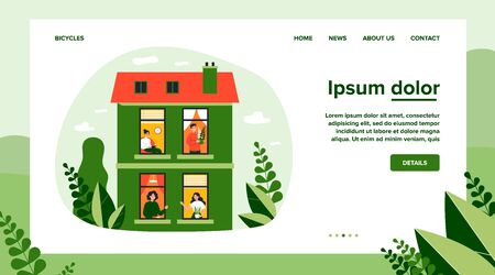 People staying at home under quarantineのイラスト素材