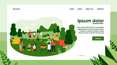 Outdoor summer festival, vacation recreation conceptのイラスト素材