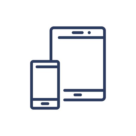 Mobile gadgets thin line iconのイラスト素材