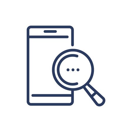 Smartphone with magnifier glass thin line iconのイラスト素材