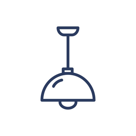 Ceiling lamp thin line icon. Chandelier, pendant, hanging dome isolated outline sign. Home interior, furniture, light concept. Vector illustration symbol element for web design and appsのイラスト素材