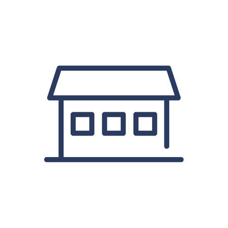 Country house thin line icon. Home, cottage, property isolated outline sign. Architecture, real estate, mortgage concept. Vector illustration symbol element for web design and appsのイラスト素材