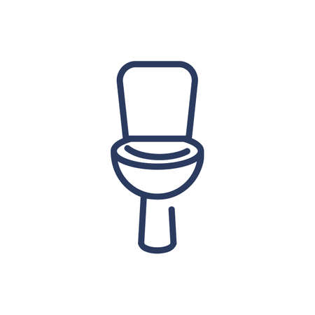 Toilet thin line icon. Bathroom, bowl, equipment isolated outline sign. Home interior, plumbing, WC concept. Vector illustration symbol element for web design and appsのイラスト素材