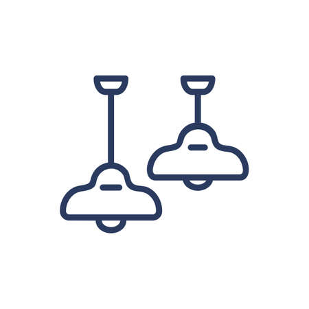 Chandeliers thin line icon. Ceiling lamps, pendant, hanging dome isolated outline sign. Home interior, furniture, light concept. Vector illustration symbol element for web design and appsのイラスト素材