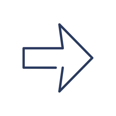 Direction arrow thin line icon. Right, button, pointer isolated outline sign. Communication, navigation, website ui concept. Vector illustration symbol element for web design and appsのイラスト素材