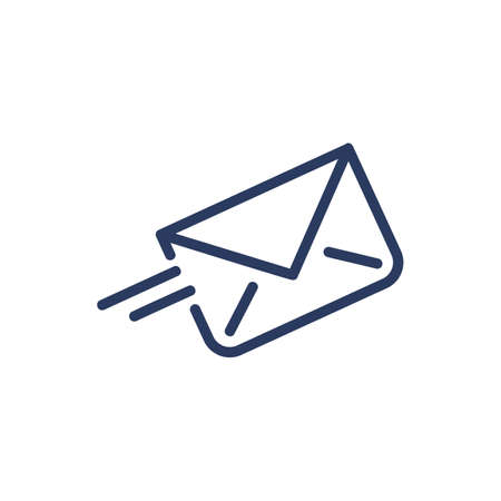 Fast message thin line icon. Envelope in motion, mail, email isolated outline sign. Internet, communication, express post concept. Vector illustration symbol element for web design and appsのイラスト素材