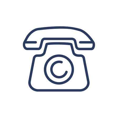 Telephone thin line icon. Old phone, vintage dial, call isolated outline sign. Communication, support, contact center concept. Vector illustration symbol element for web design and appsのイラスト素材